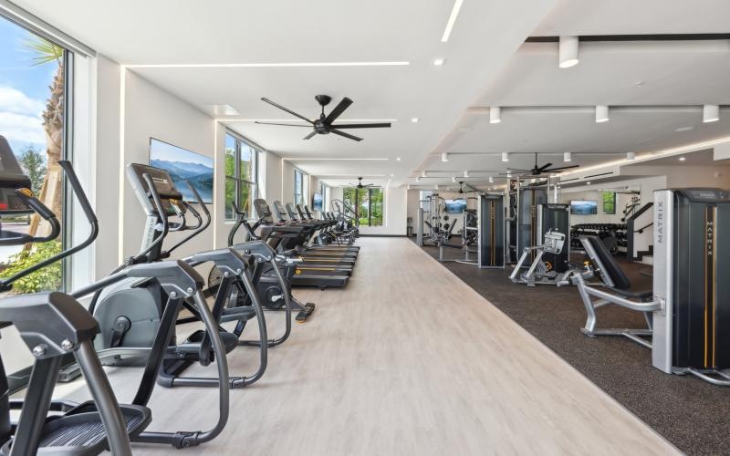 a gym with exercise equipment