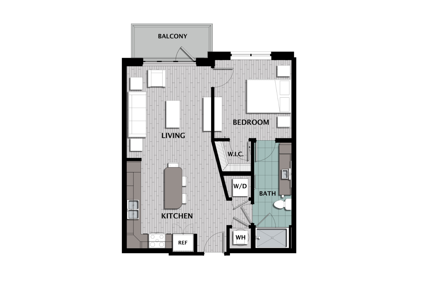 A5 1-bedroom floor plan at The CenterPointe Apartments in Altamonte Springs FL