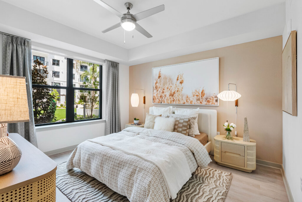 Furnished bedroom at The CenterPointe in Orlando, FL