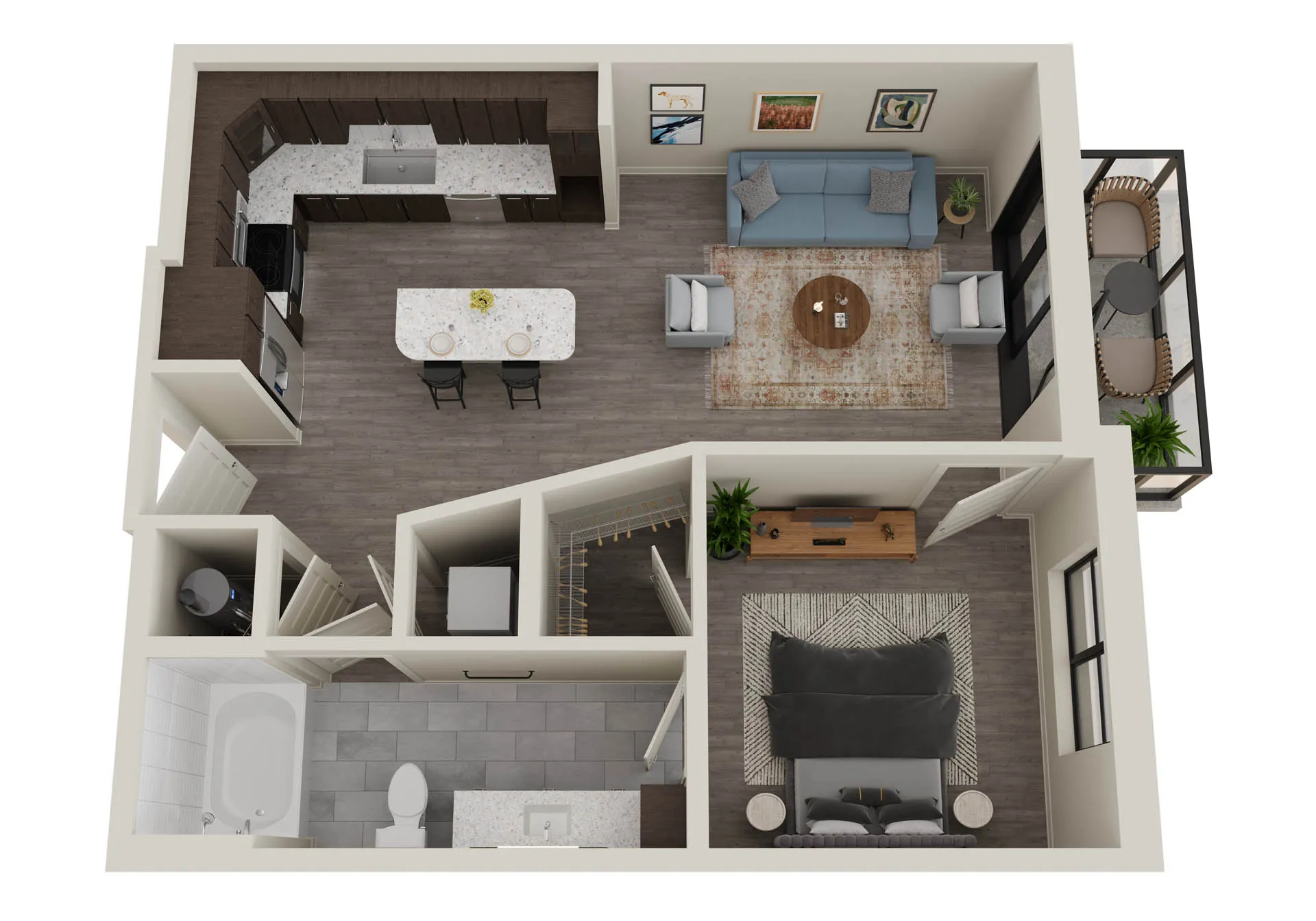 A5 - 1 bedroom apartment floor plan at The CenterPointe luxury apartments in Altamonte Springs FL