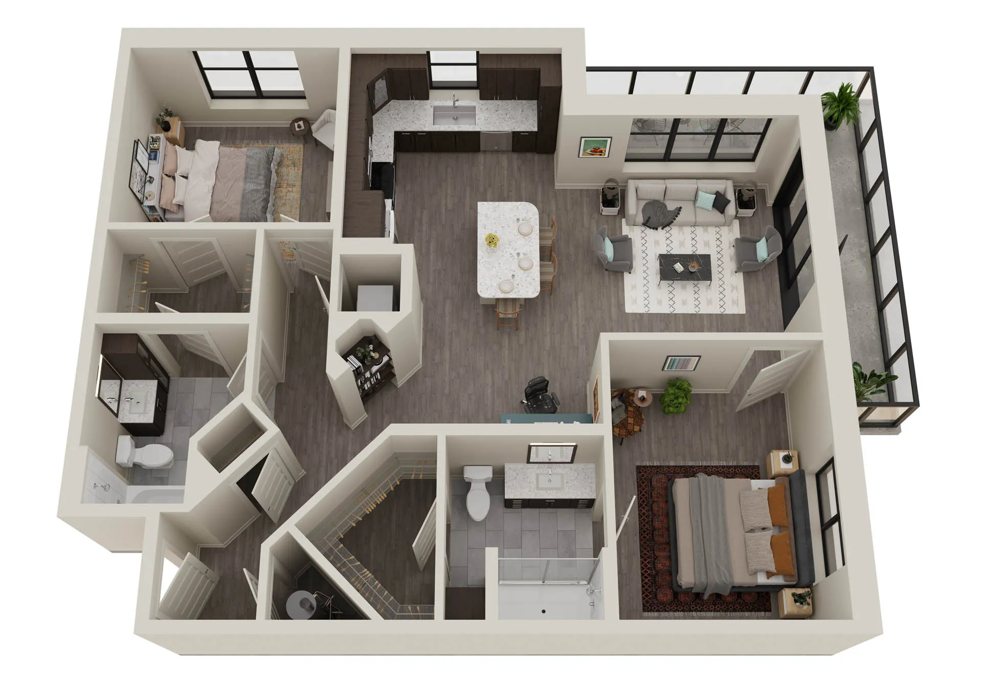B4 - 2 bedroom apartment floor plan at The CenterPointe luxury apartments in Altamonte Springs FL